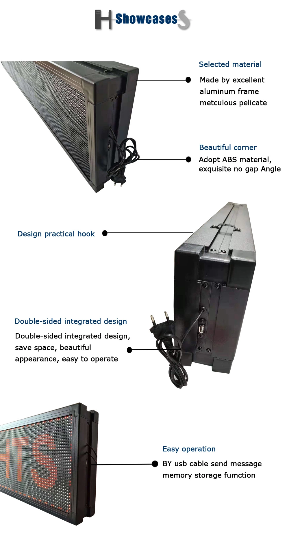 P10 Double-Sided Advertising Information Screen for Promotional Text Display Screen