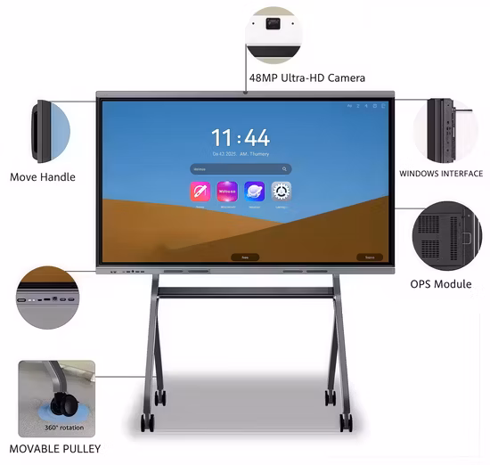 65 Zoll Android 4 + 32g & Win10 9. Generation I5 8g + 128g Touchscreen 4K Panel LCD Schule Schreiben TV Unterricht Werbung Display Interaktives Smart Digital Whiteboard